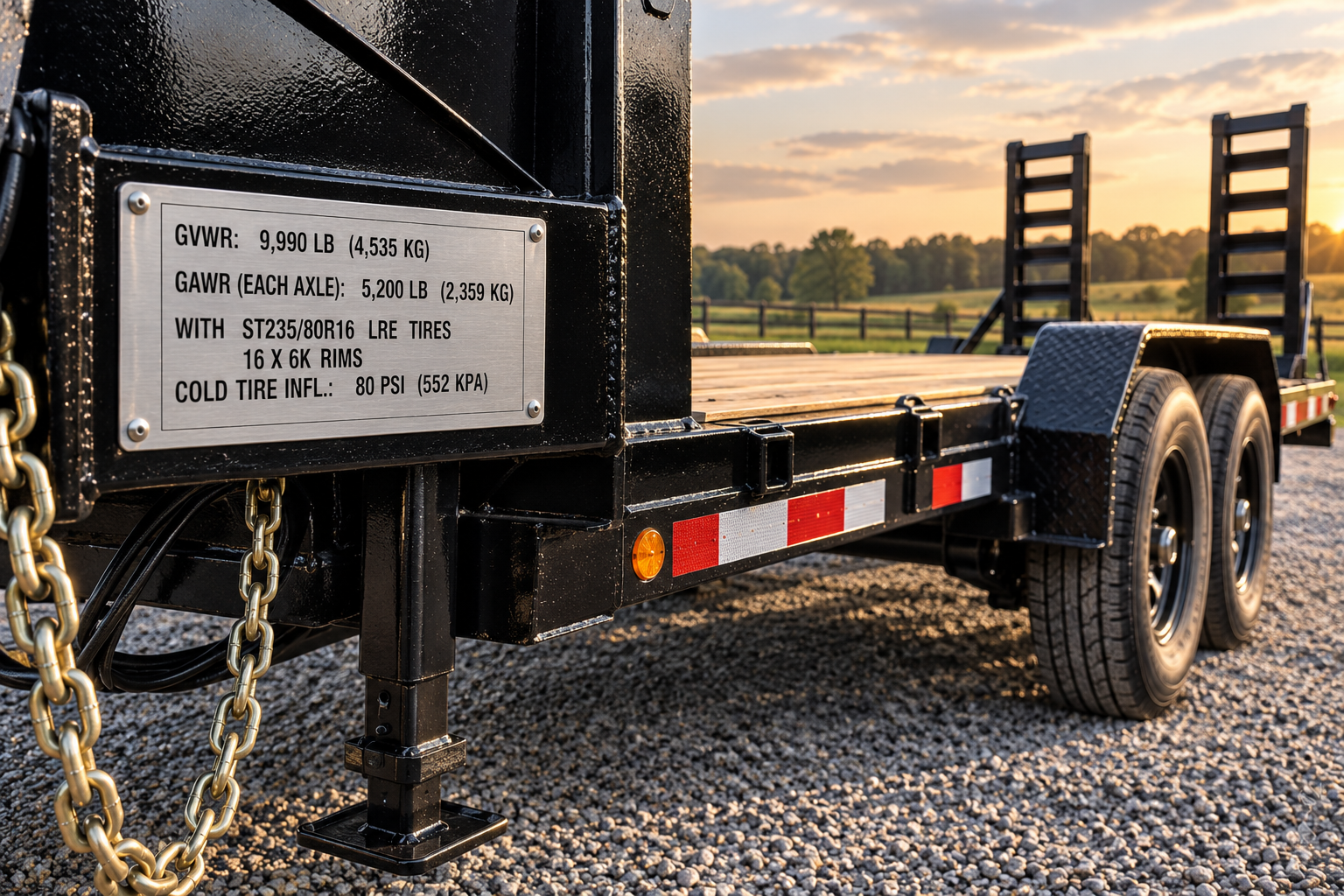 Trailer GVWR and GAWR weight rating plate